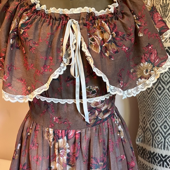 Vintage Gunne Sax A-Line Cotton-Blend Dress Cottagecore/Prairie - Picture 5 of 13